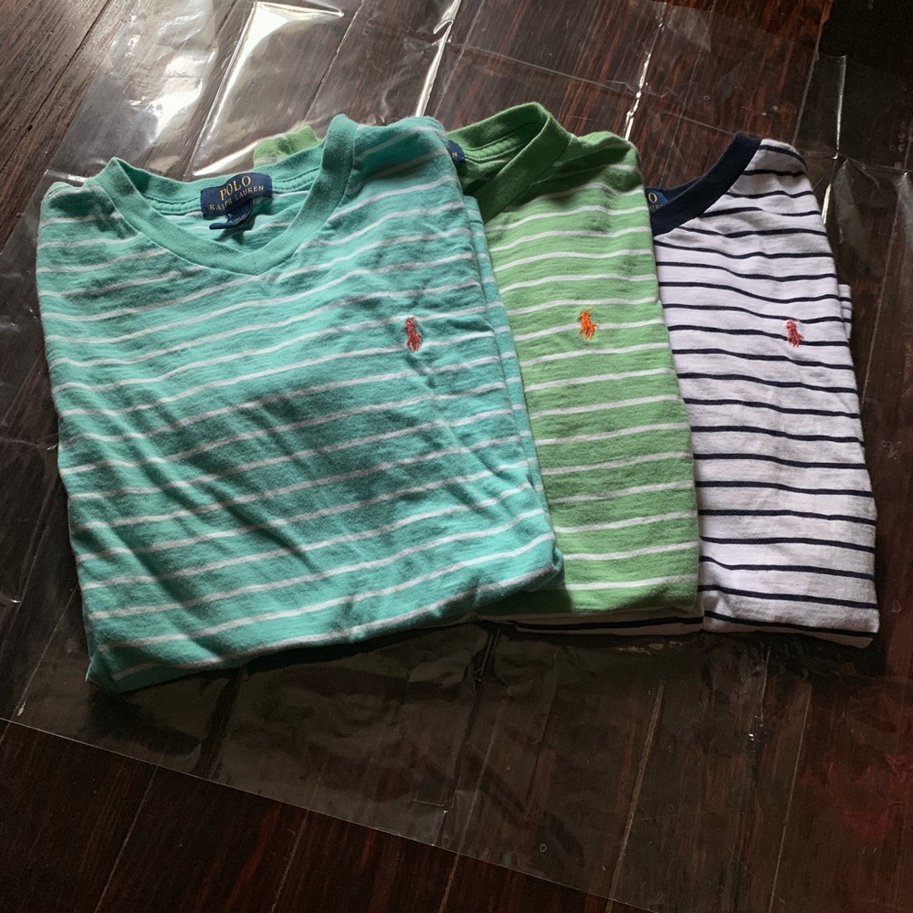 sz14/16 large striped polo crew neck shirts